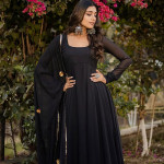 Women Black Anarkali Kurta With Dupatta